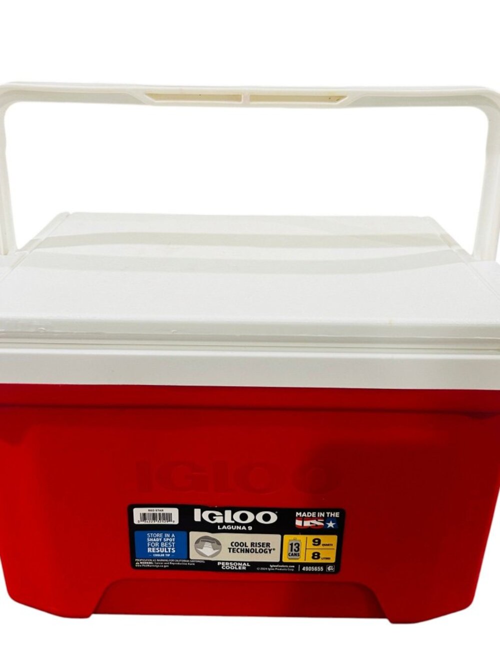 Igloo Laguna 13 Qt Ice Chest 9 Can Red Body White Lid Handle 8 Lb Ice Made USA